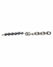 Dolce & Gabbana Dolce & Gabbana Silver Tone Chain Lobster Clasp Logo Gray Pearls Bracelet