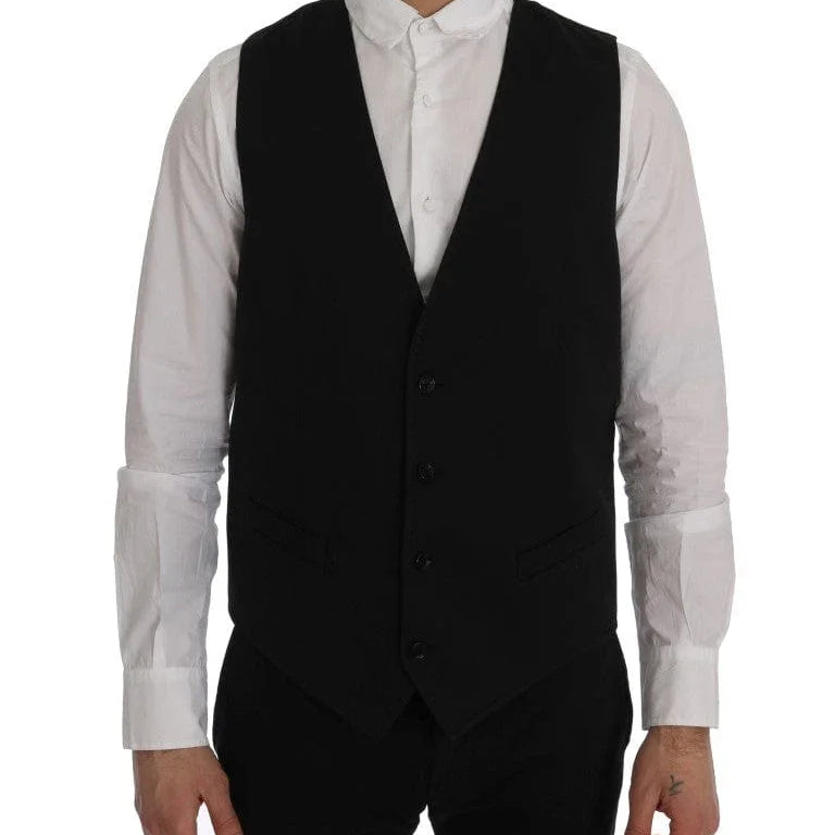 Dolce & Gabbana Formal Vests IT52 | XL Dolce & Gabbana Sleek Black Single-Breasted Waistcoat