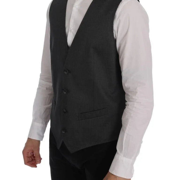 Dolce & Gabbana Formal Vests IT50 | L Dolce & Gabbana Sleek Gray Single-Breasted Waistcoat Vest