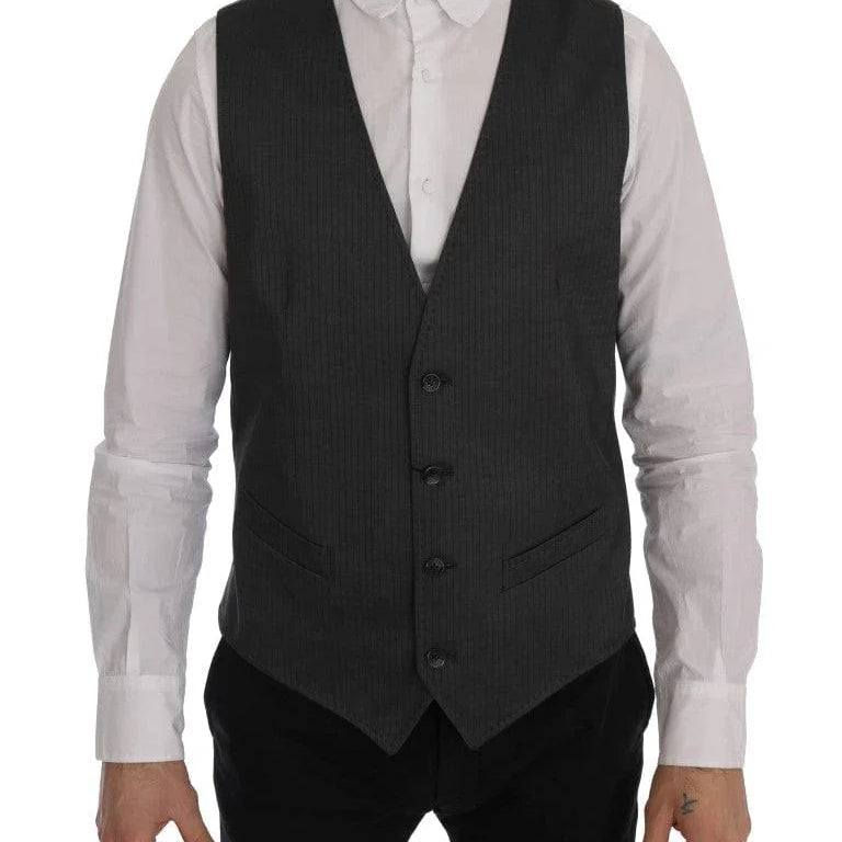 Dolce & Gabbana Formal Vests IT50 | L Dolce & Gabbana Sleek Gray Single-Breasted Waistcoat Vest