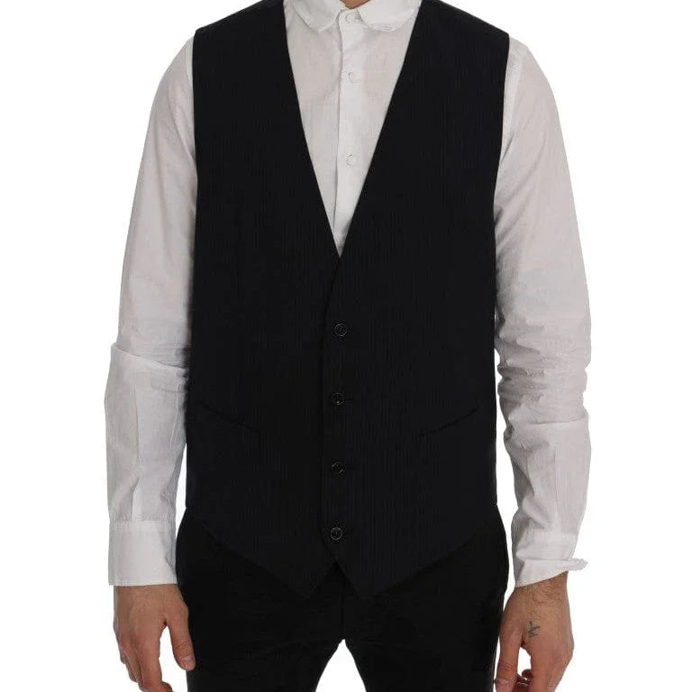 Dolce & Gabbana Formal Vests IT52 | XL Dolce & Gabbana Sleek Striped Wool Blend Waistcoat Vest