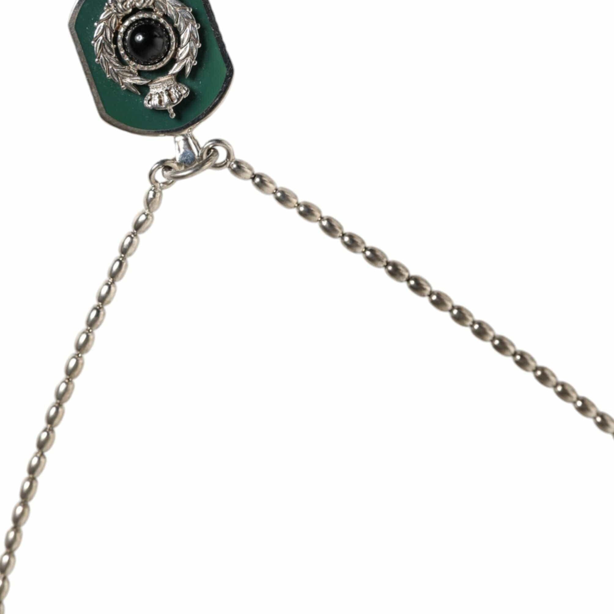 Dolce & Gabbana Necklaces Dolce & Gabbana Sterling Silver 925 Chain Bar Gem Pendant Logo Necklace