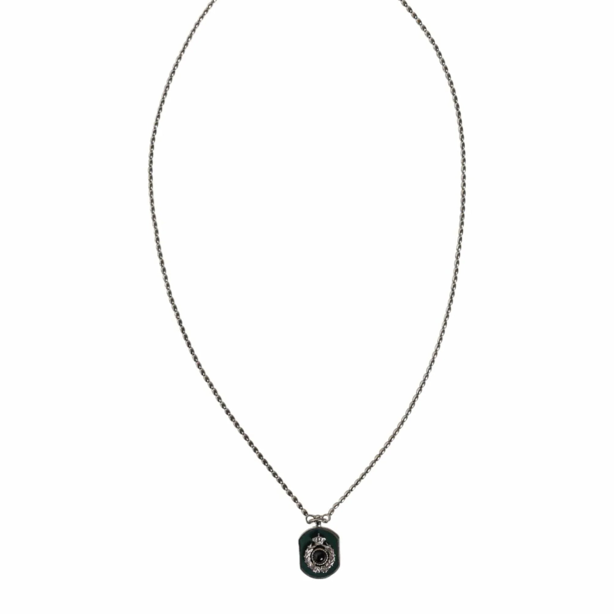 Dolce & Gabbana Necklaces Dolce & Gabbana Sterling Silver 925 Chain Bar Gem Pendant Logo Necklace