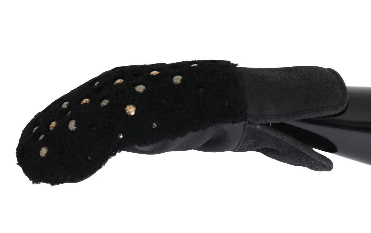 Dolce & Gabbana Gloves 9|M Dolce & Gabbana Studded Black Leather Gentleman's Gloves