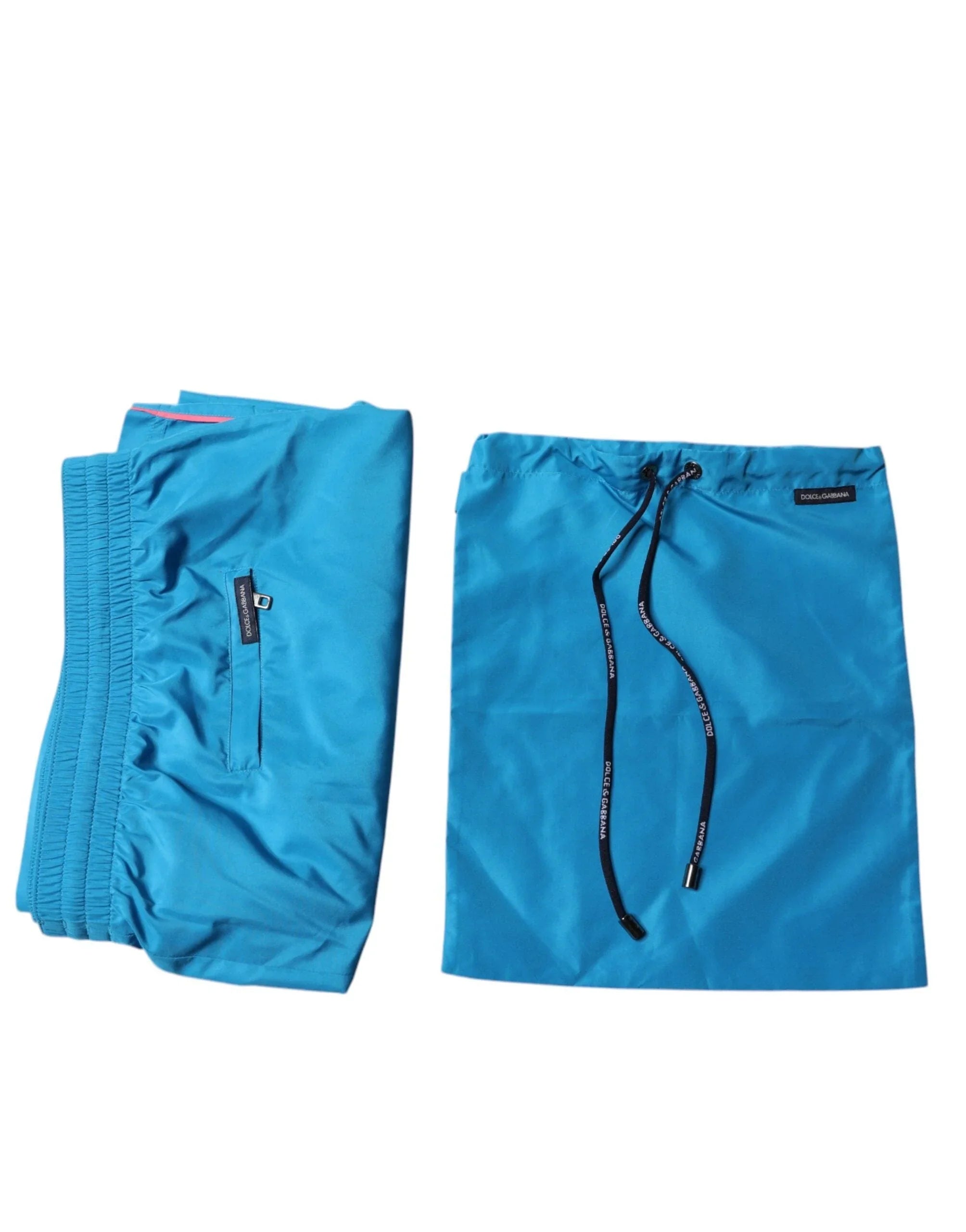 Dolce & Gabbana Swimsuits IT10 / US4XL Dolce & Gabbana Turquoise Logo Beachwear Shorts 2Pc Swimwear