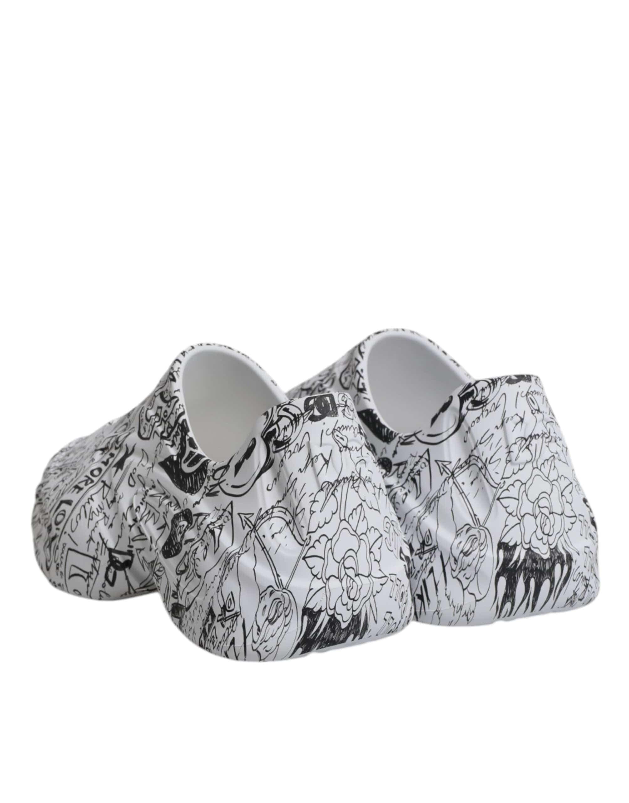 Dolce & Gabbana Sneakers Dolce & Gabbana White Black Graffiti Daymaster Sneakers Shoes