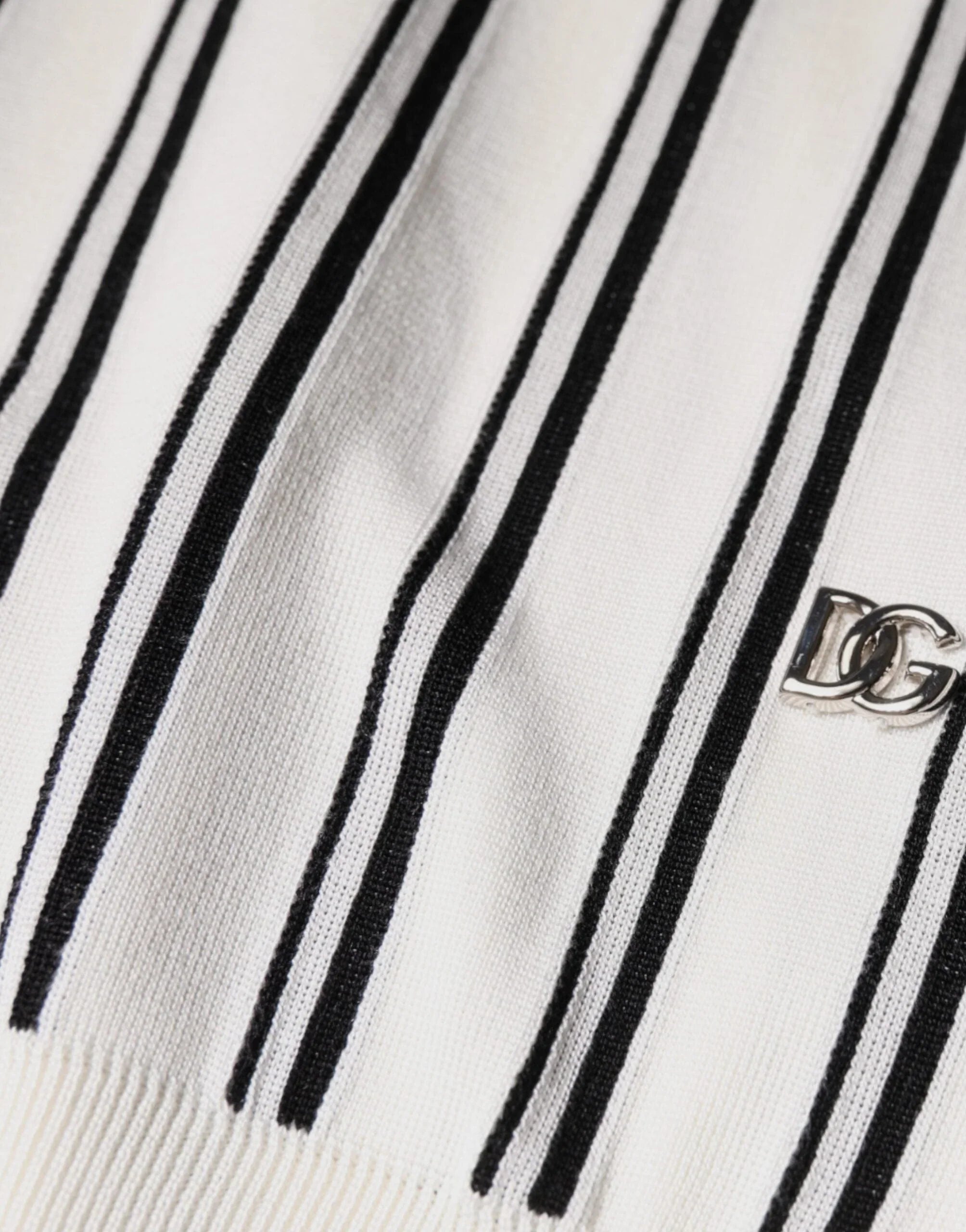 Dolce & Gabbana Premium Polos IT44 | XS Dolce & Gabbana White Black Stripe Polo Short Sleeve T-shirt