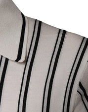 Dolce & Gabbana Premium Polos IT44 | XS Dolce & Gabbana White Black Stripe Polo Short Sleeve T-shirt
