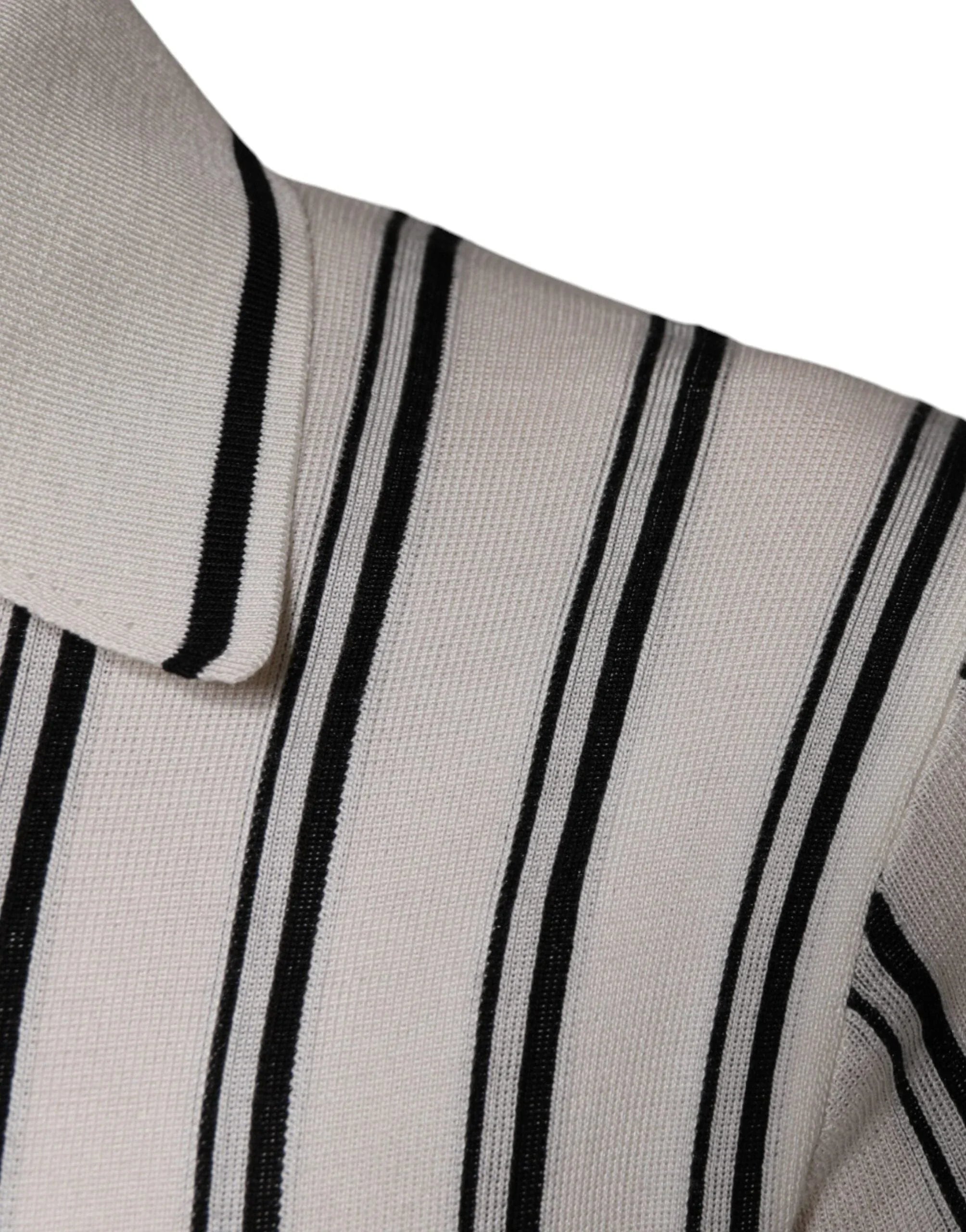 Dolce & Gabbana Premium Polos IT44 | XS Dolce & Gabbana White Black Stripe Polo Short Sleeve T-shirt