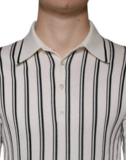 Dolce & Gabbana Premium Polos IT44 | XS Dolce & Gabbana White Black Stripe Polo Short Sleeve T-shirt
