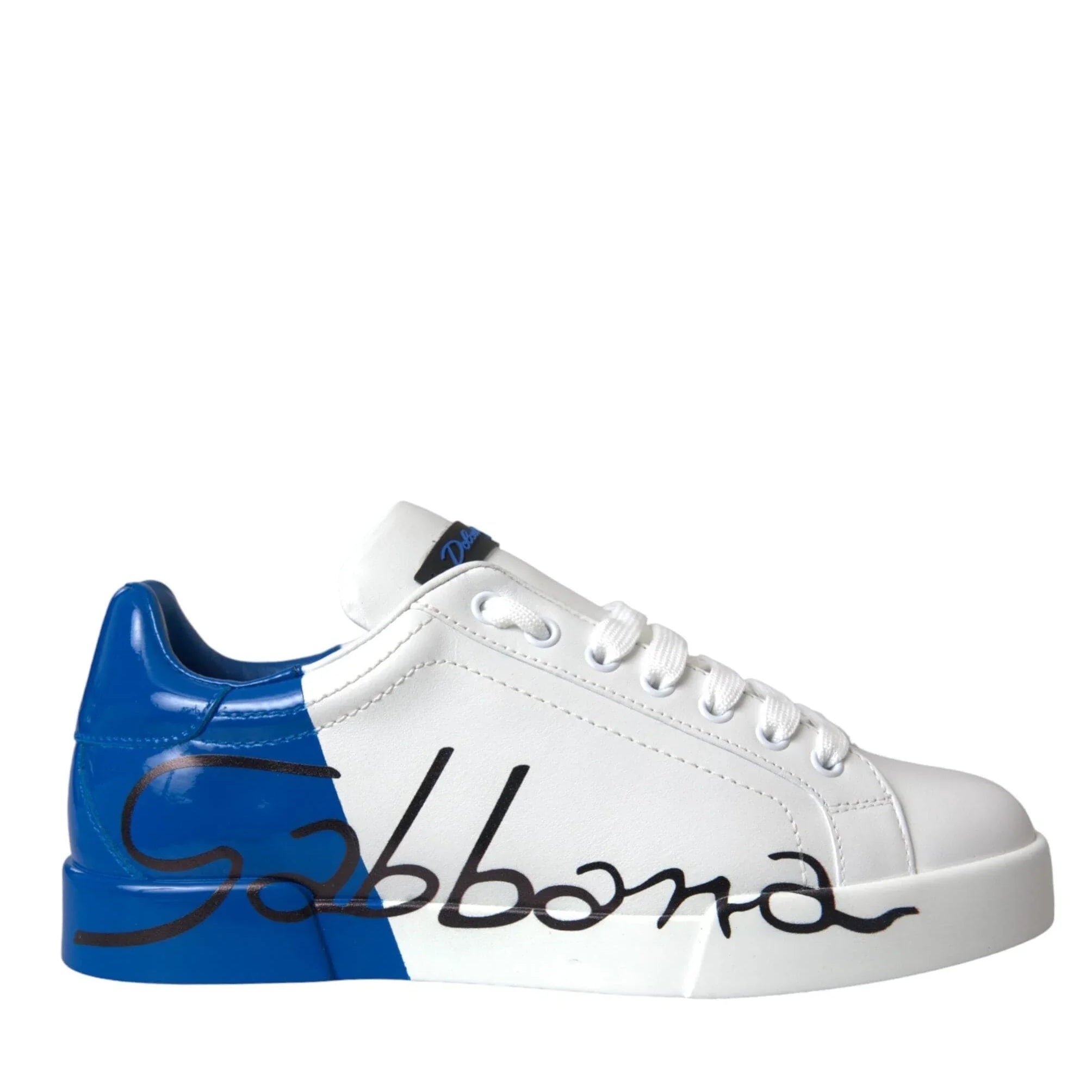 Dolce & Gabbana Sneakers Dolce & Gabbana White Blue Leather Logo Low Top Sneakers Shoes