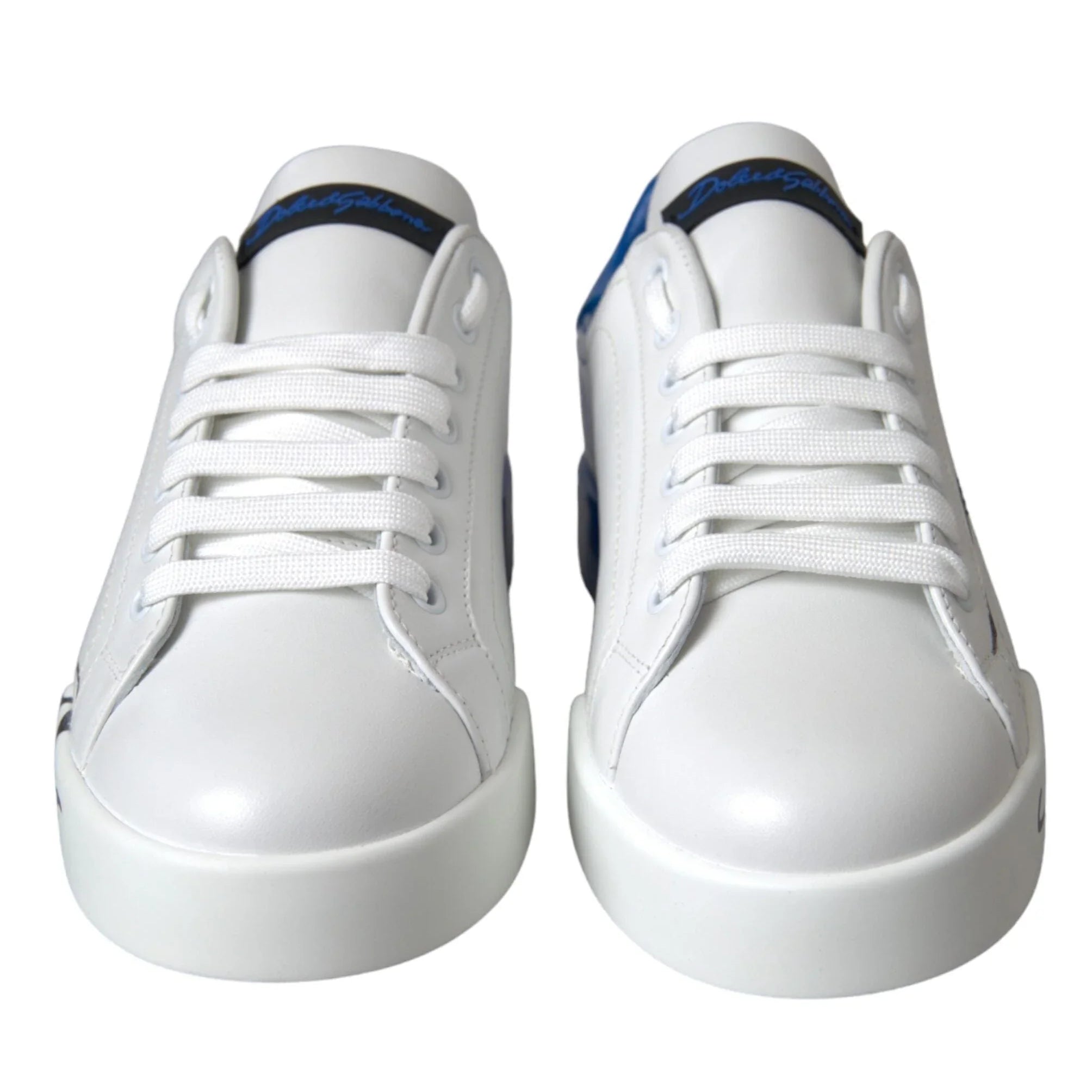 Dolce & Gabbana Sneakers Dolce & Gabbana White Blue Leather Logo Low Top Sneakers Shoes
