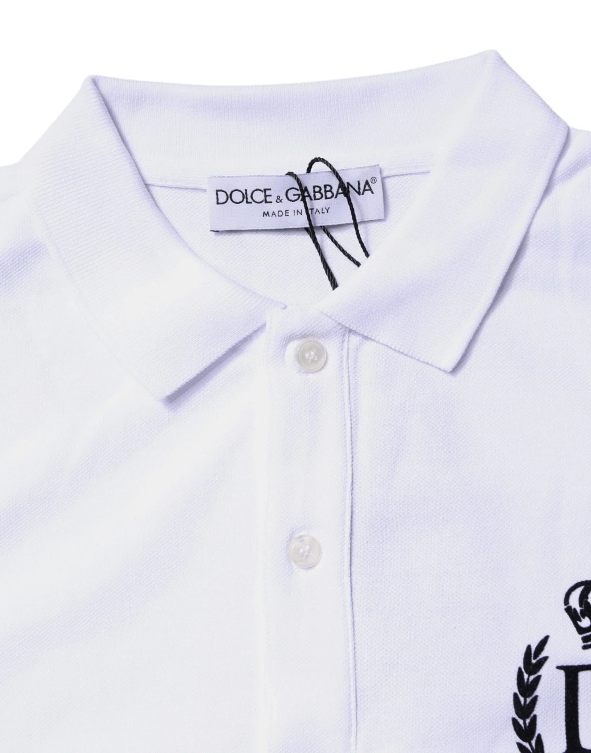 Dolce & Gabbana Premium Polos IT44 | XS Dolce & Gabbana White Cotton Crown Collared Men Polo T-shirt