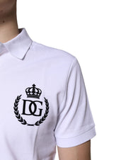 Dolce & Gabbana Premium Polos IT44 | XS Dolce & Gabbana White Cotton Crown Collared Men Polo T-shirt