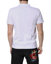 Dolce & Gabbana Premium Polos IT44 | XS Dolce & Gabbana White Cotton Crown Collared Men Polo T-shirt