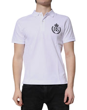 Dolce & Gabbana Premium Polos IT44 | XS Dolce & Gabbana White Cotton Crown Collared Men Polo T-shirt