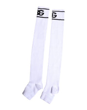 Dolce & Gabbana Dolce & Gabbana White Cotton DG Logo Print Open Toe Socks