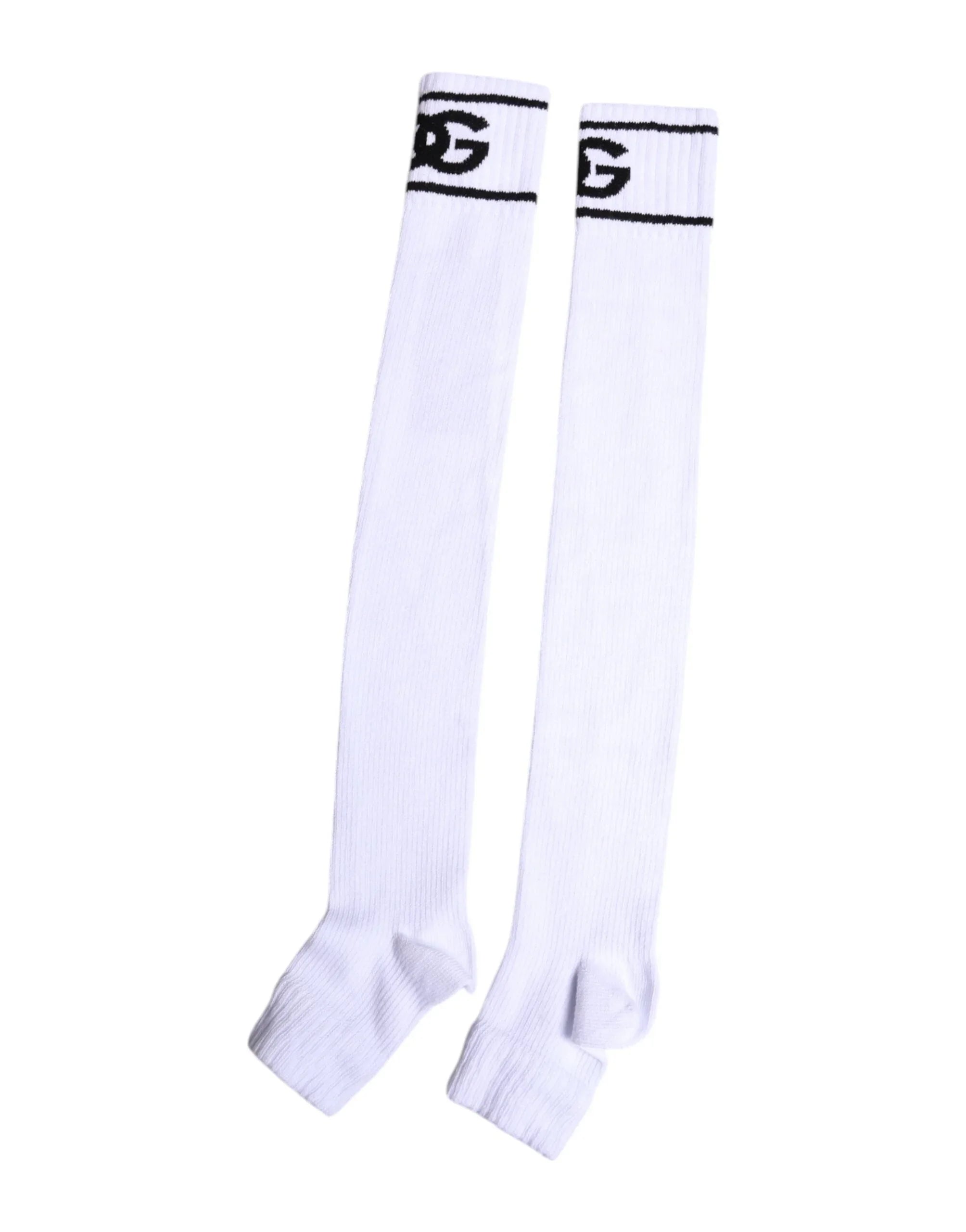 Dolce & Gabbana Dolce & Gabbana White Cotton DG Logo Print Open Toe Socks
