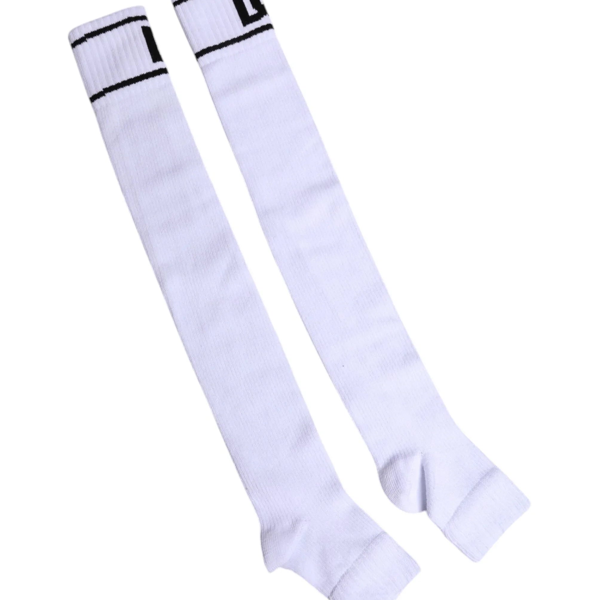 Dolce & Gabbana Dolce & Gabbana White Cotton DG Logo Print Open Toe Socks