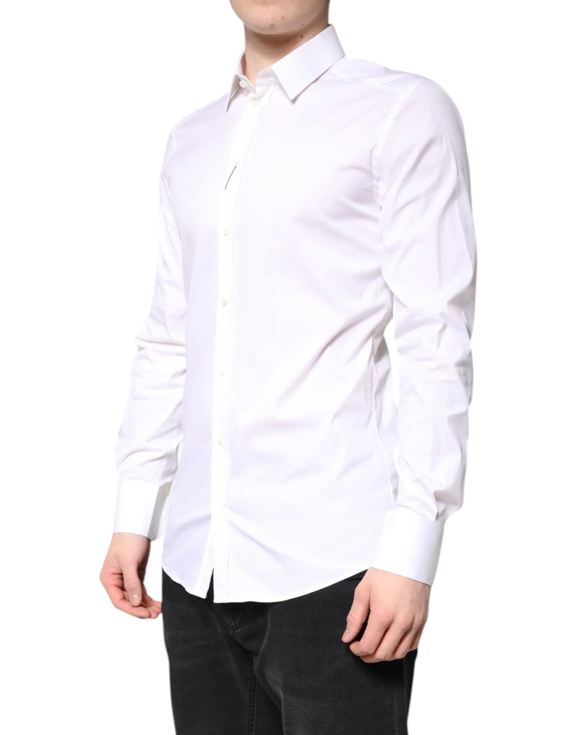 Dolce & Gabbana Dress Shirts IT39 | S Dolce & Gabbana White Cotton GOLD Dress Formal Collared Shirt