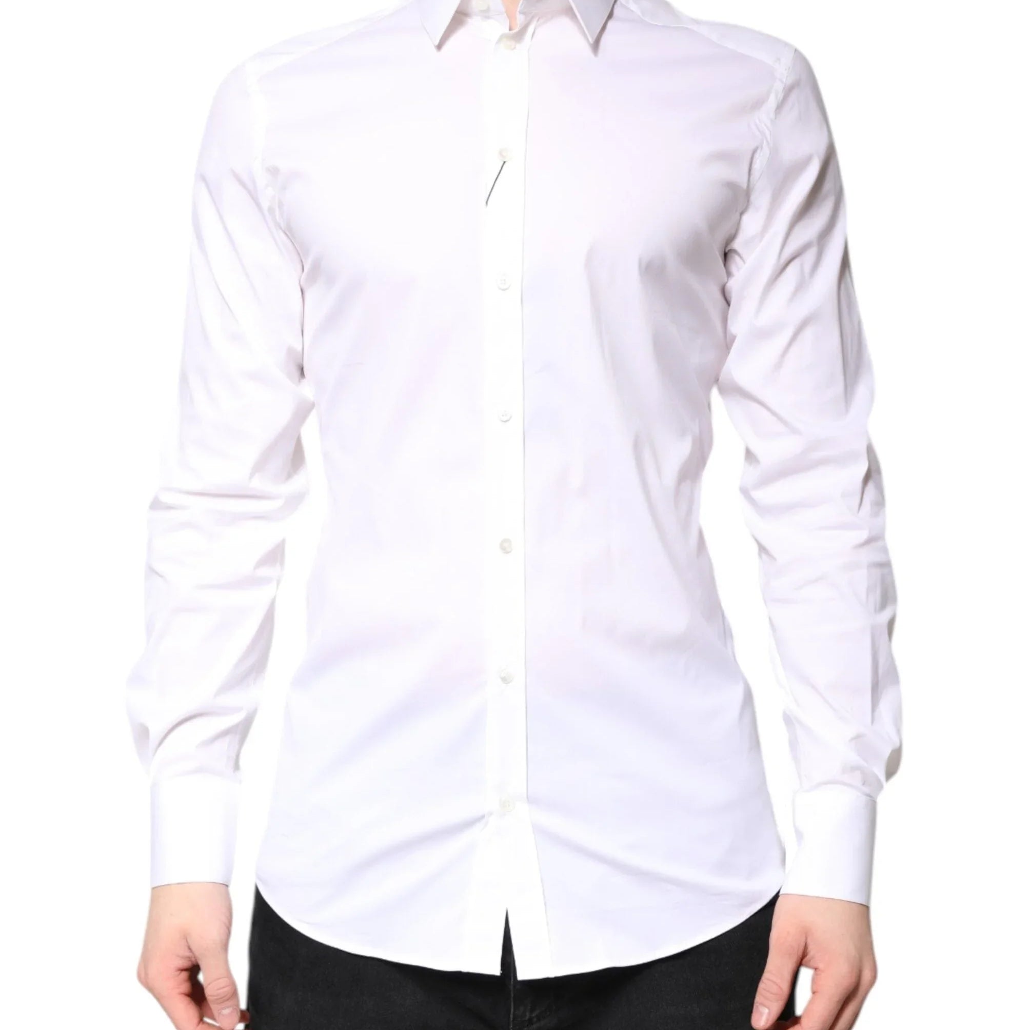 Dolce & Gabbana Dress Shirts IT39 | S Dolce & Gabbana White Cotton GOLD Dress Formal Collared Shirt