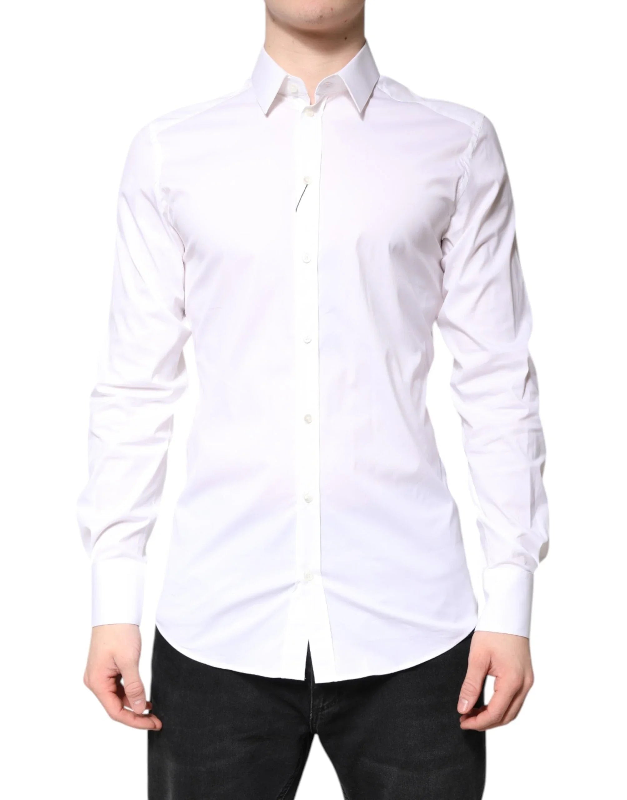 Dolce & Gabbana Dress Shirts IT39 | S Dolce & Gabbana White Cotton GOLD Dress Formal Collared Shirt