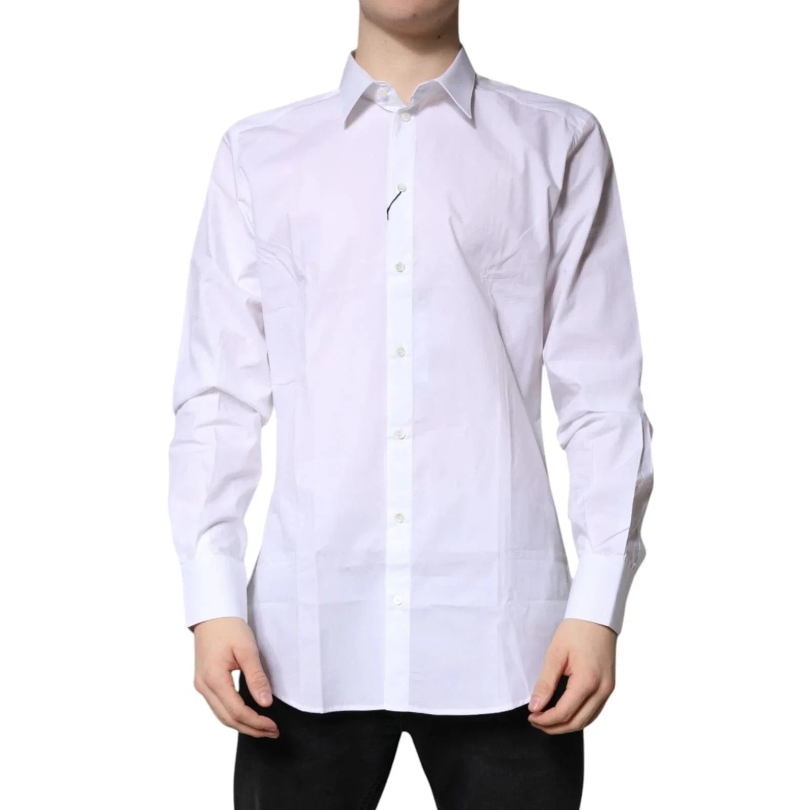 Dolce & Gabbana Dress Shirts IT42 | XL Dolce & Gabbana White Cotton GOLD Dress Formal Shirt
