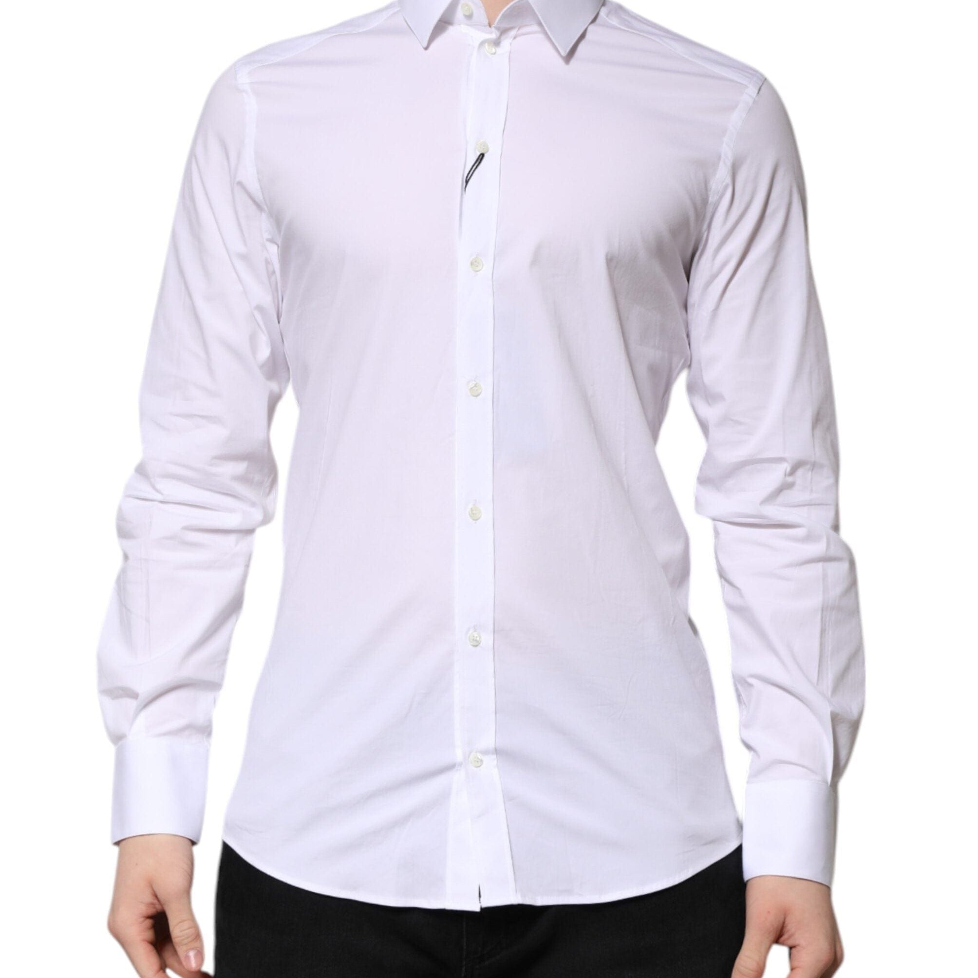 Dolce & Gabbana Dress Shirts Dolce & Gabbana White Cotton GOLD Long Sleeves Formal Shirt