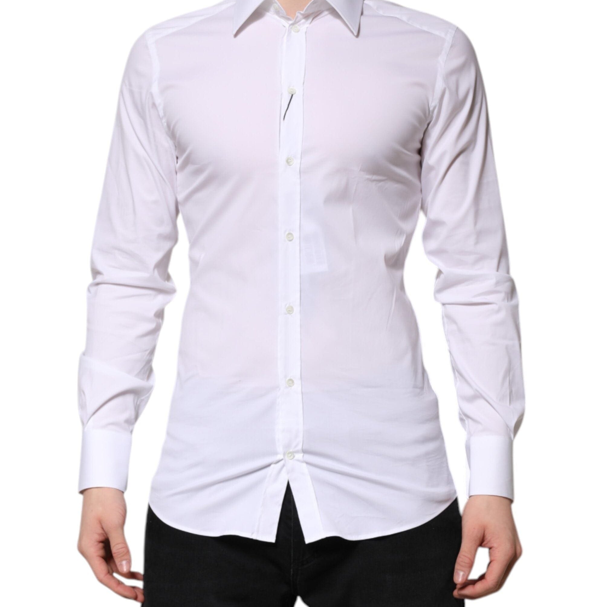 Dolce & Gabbana Dress Shirts IT38 | XS Dolce & Gabbana White Cotton GOLD Long Sleeves Formal Shirt