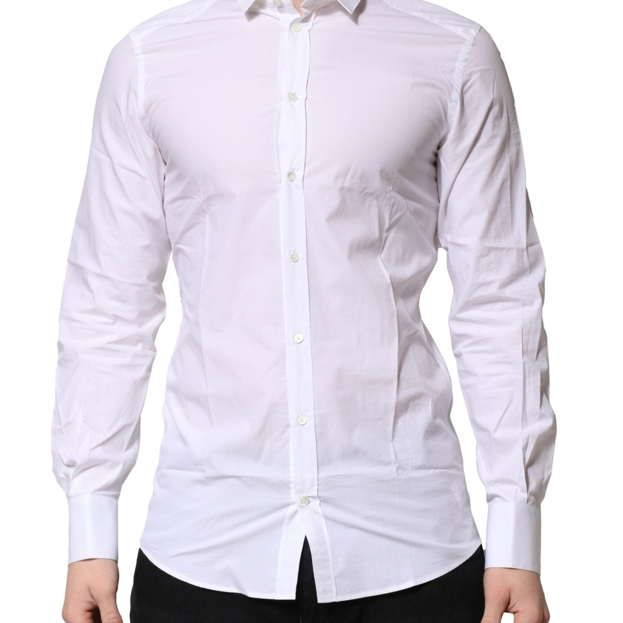Dolce & Gabbana Dress Shirts IT39 | S Dolce & Gabbana White Cotton GOLD Long Sleeves Formal Shirt