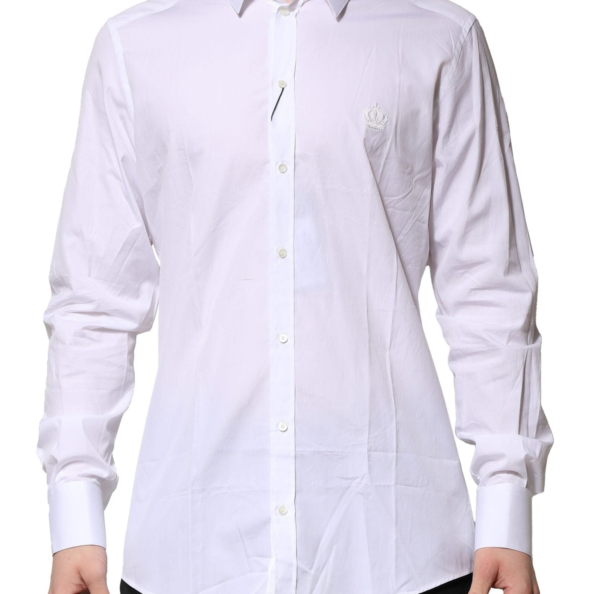 Dolce & Gabbana Dress Shirts IT39 | S Dolce & Gabbana White Cotton GOLD Long Sleeves Formal Shirt