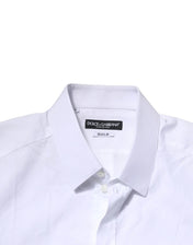 Dolce & Gabbana Dress Shirts IT39 | S Dolce & Gabbana White Cotton GOLD Long Sleeves Formal Shirt