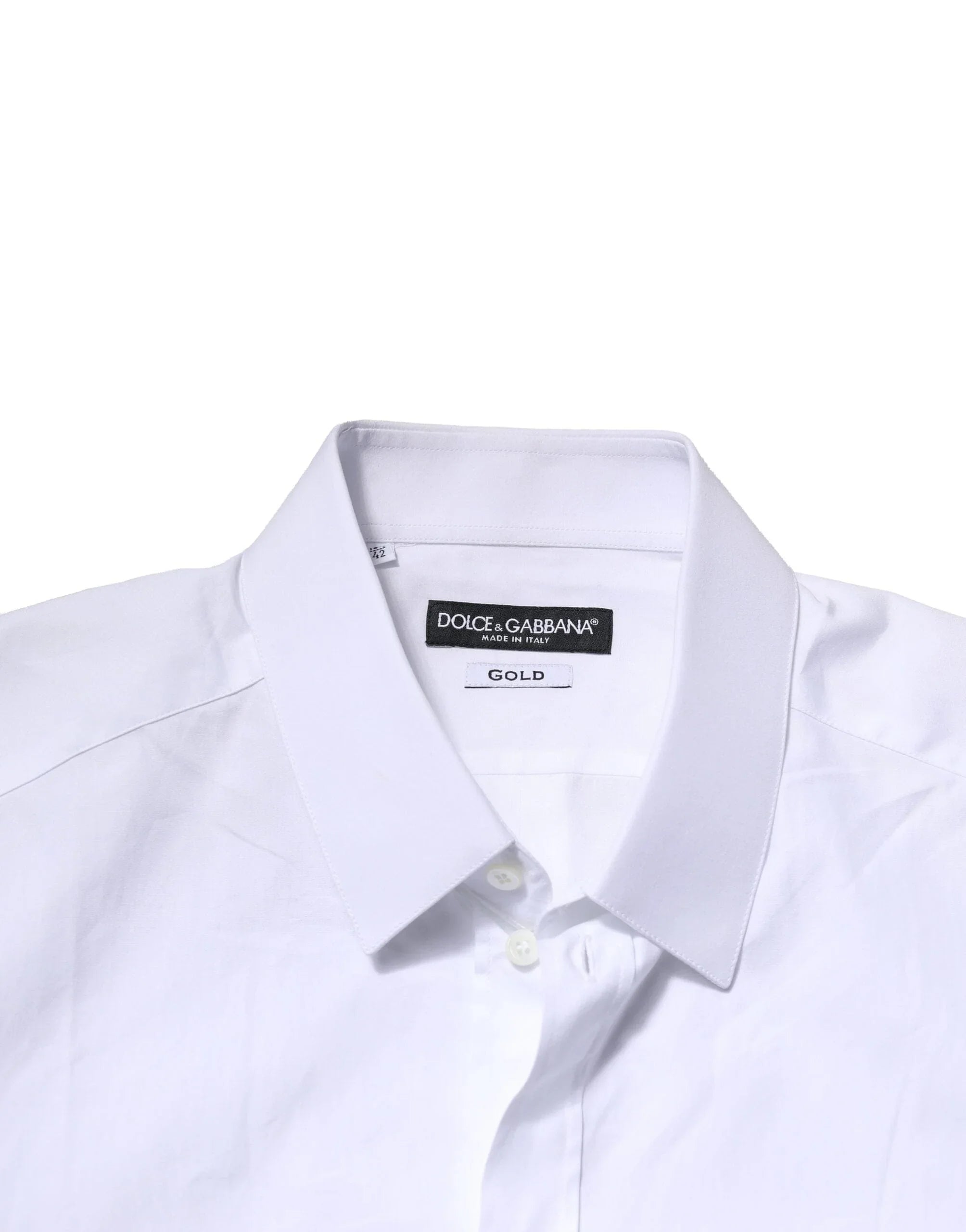 Dolce & Gabbana Dress Shirts IT39 | S Dolce & Gabbana White Cotton GOLD Long Sleeves Formal Shirt