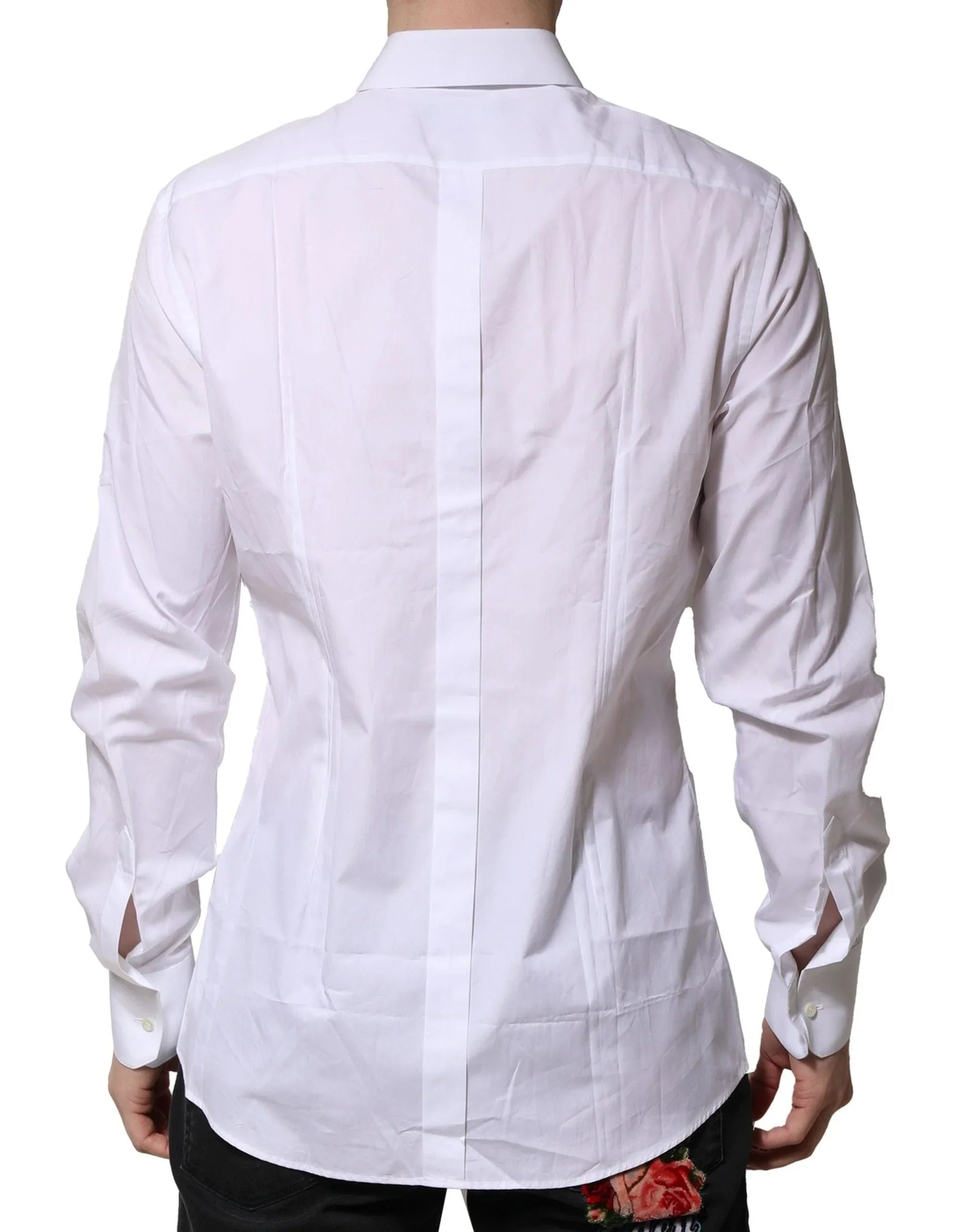 Dolce & Gabbana Dress Shirts IT39 | S Dolce & Gabbana White Cotton GOLD Long Sleeves Formal Shirt