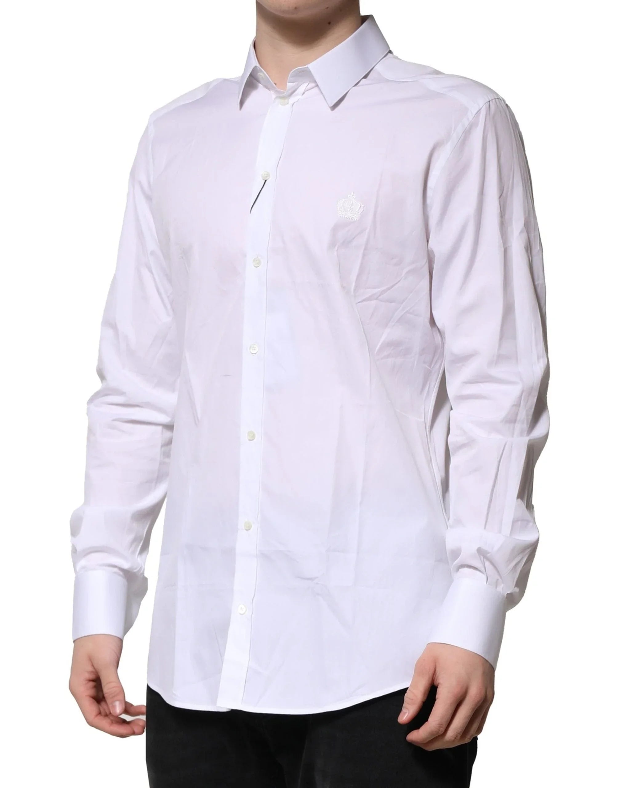Dolce & Gabbana Dress Shirts IT39 | S Dolce & Gabbana White Cotton GOLD Long Sleeves Formal Shirt