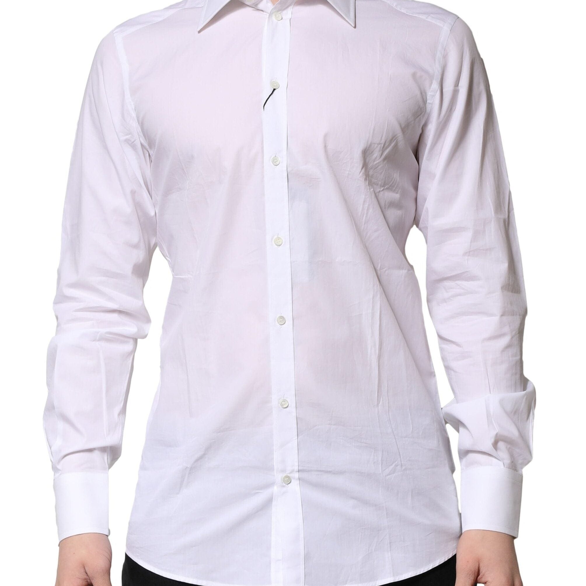 Dolce & Gabbana Dress Shirts IT40 | M Dolce & Gabbana White Cotton GOLD Long Sleeves Formal Shirt