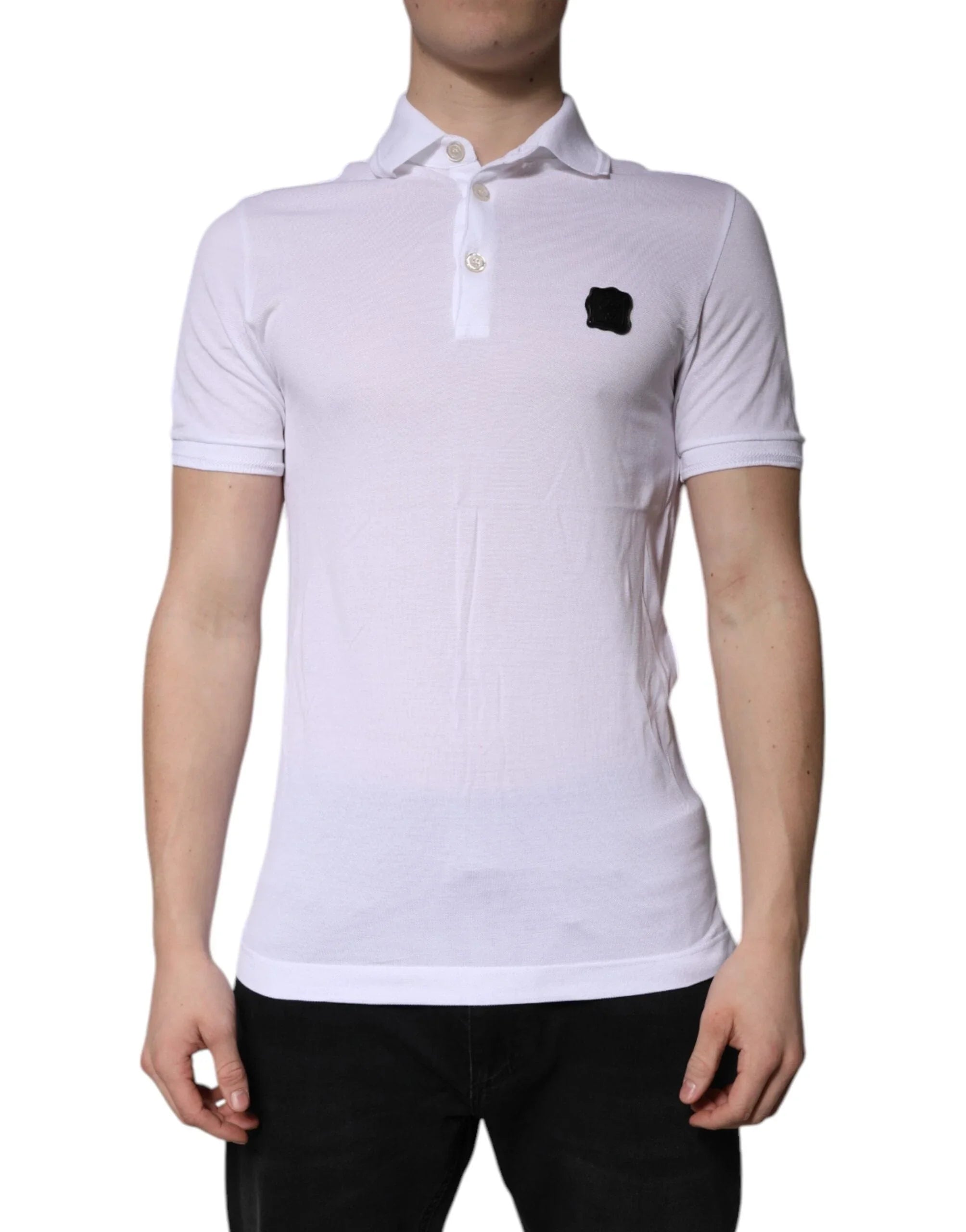 Dolce & Gabbana Premium Polos IT44 | XS Dolce & Gabbana White Cotton Logo Collared Polo T-shirt