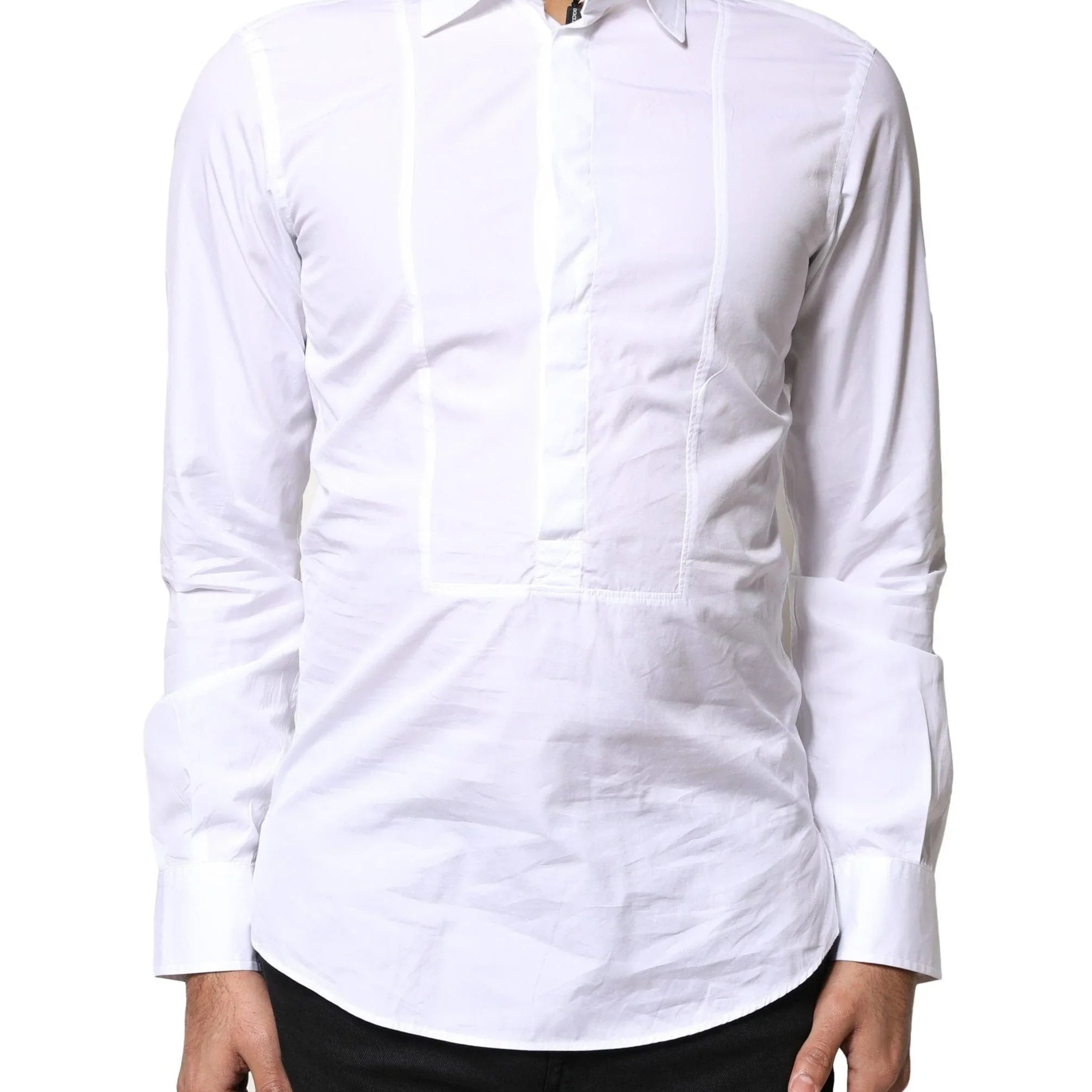 Dolce & Gabbana Dress Shirts IT37 | XS Dolce & Gabbana White Cotton Long Sleeves Formal Dress Shirt