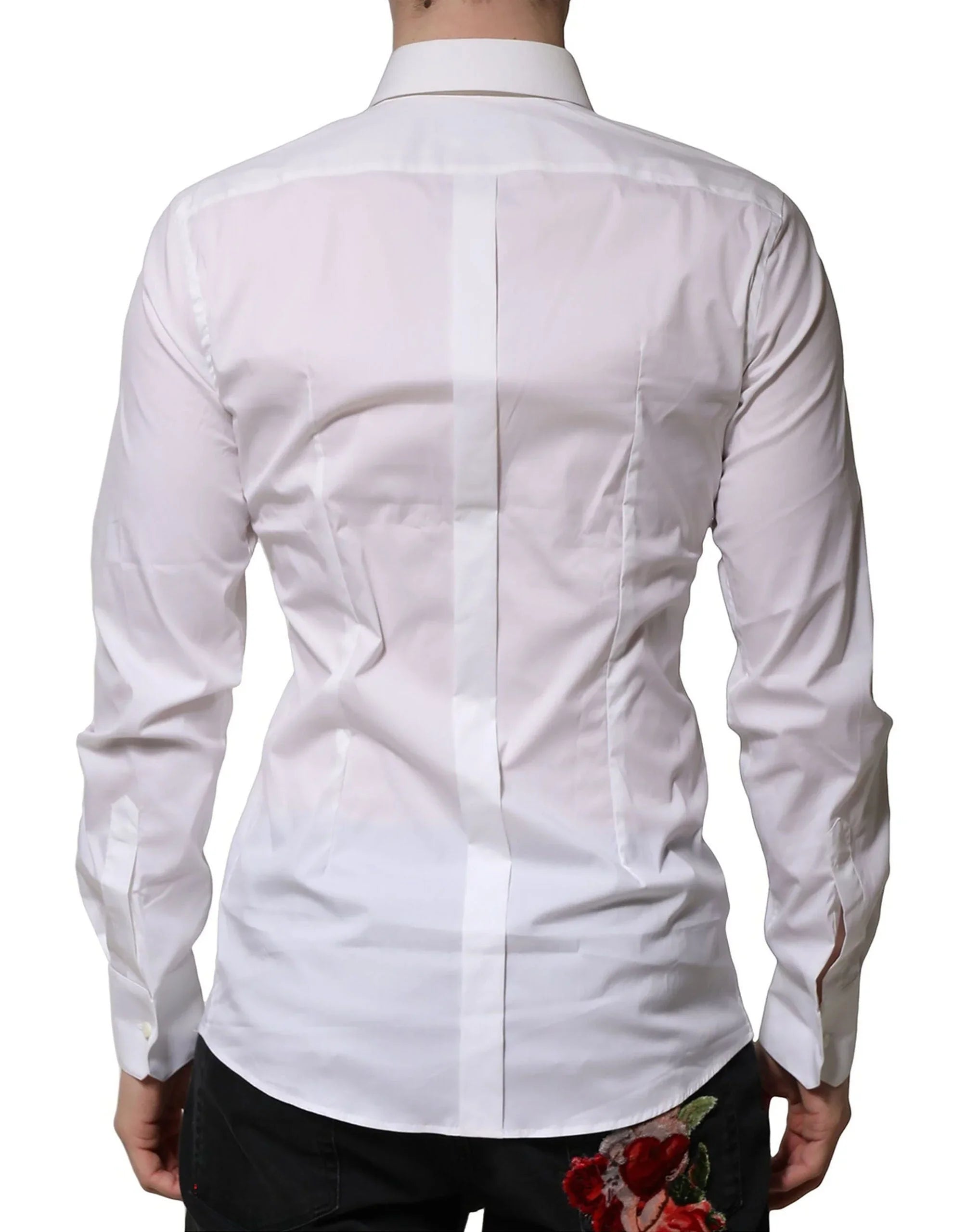 Dolce & Gabbana Dress Shirts IT37 | XS Dolce & Gabbana White Cotton Long Sleeves GOLD Formal Shirt