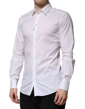 Dolce & Gabbana Dress Shirts IT37 | XS Dolce & Gabbana White Cotton Long Sleeves GOLD Formal Shirt