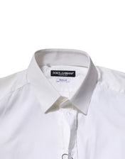 Dolce & Gabbana Dress Shirts IT37 | XS Dolce & Gabbana White Cotton Long Sleeves GOLD Formal Shirt