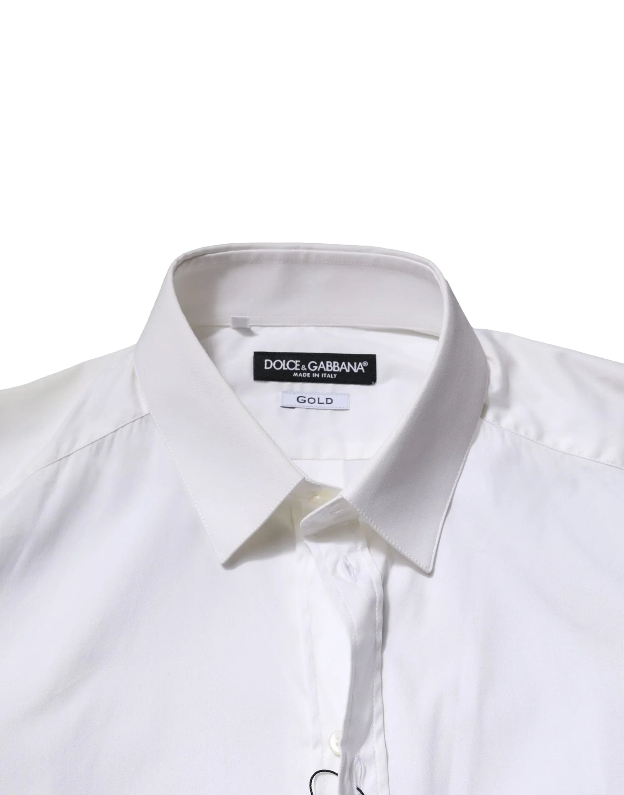 Dolce & Gabbana Dress Shirts IT37 | XS Dolce & Gabbana White Cotton Long Sleeves GOLD Formal Shirt