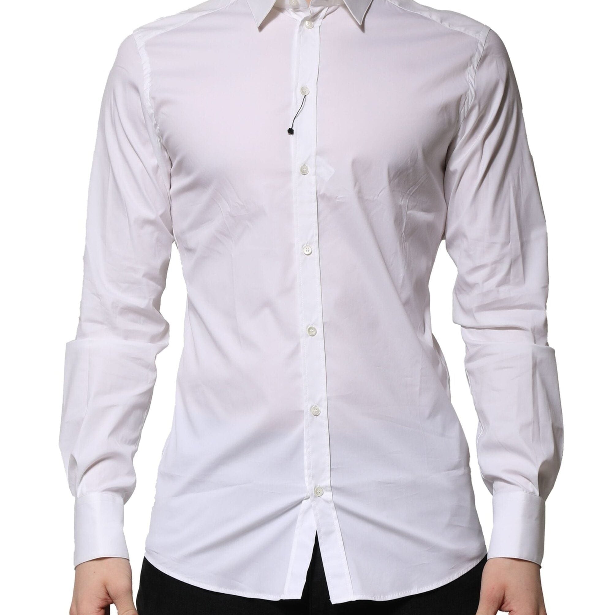 Dolce & Gabbana Dress Shirts IT37 | XS Dolce & Gabbana White Cotton Long Sleeves GOLD Formal Shirt