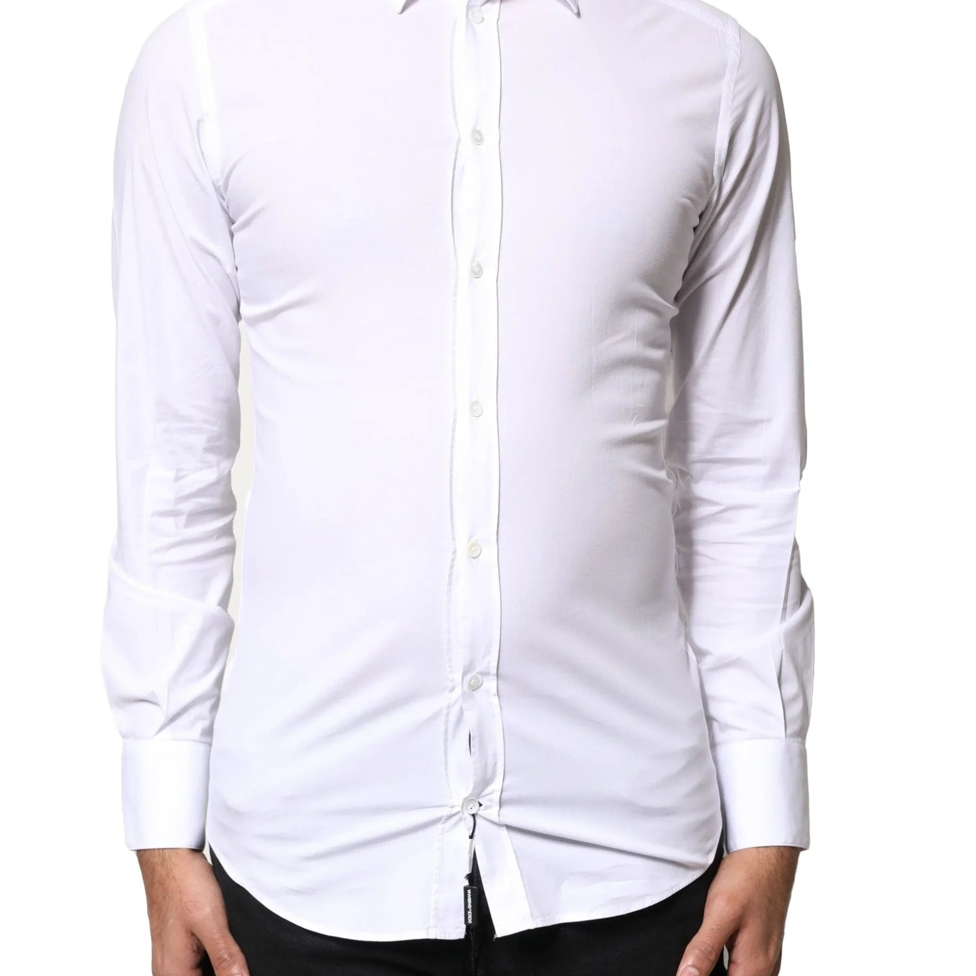 Dolce & Gabbana Dress Shirts IT37 | XS Dolce & Gabbana White GOLD Cotton Long Sleeves Dress Shirt