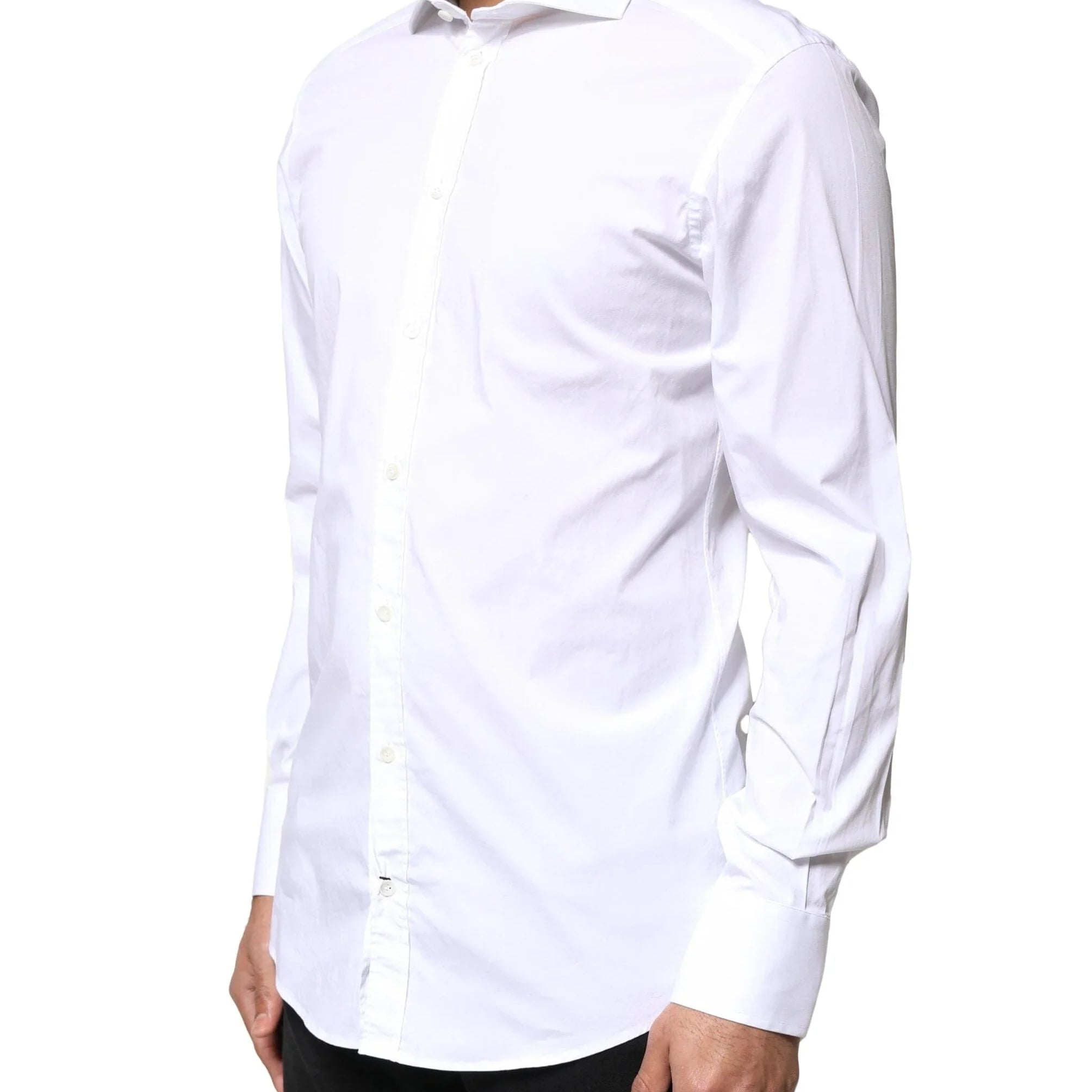 Dolce & Gabbana Dress Shirts IT39 | S Dolce & Gabbana White GOLD Cotton Long Sleeves Dress Shirt