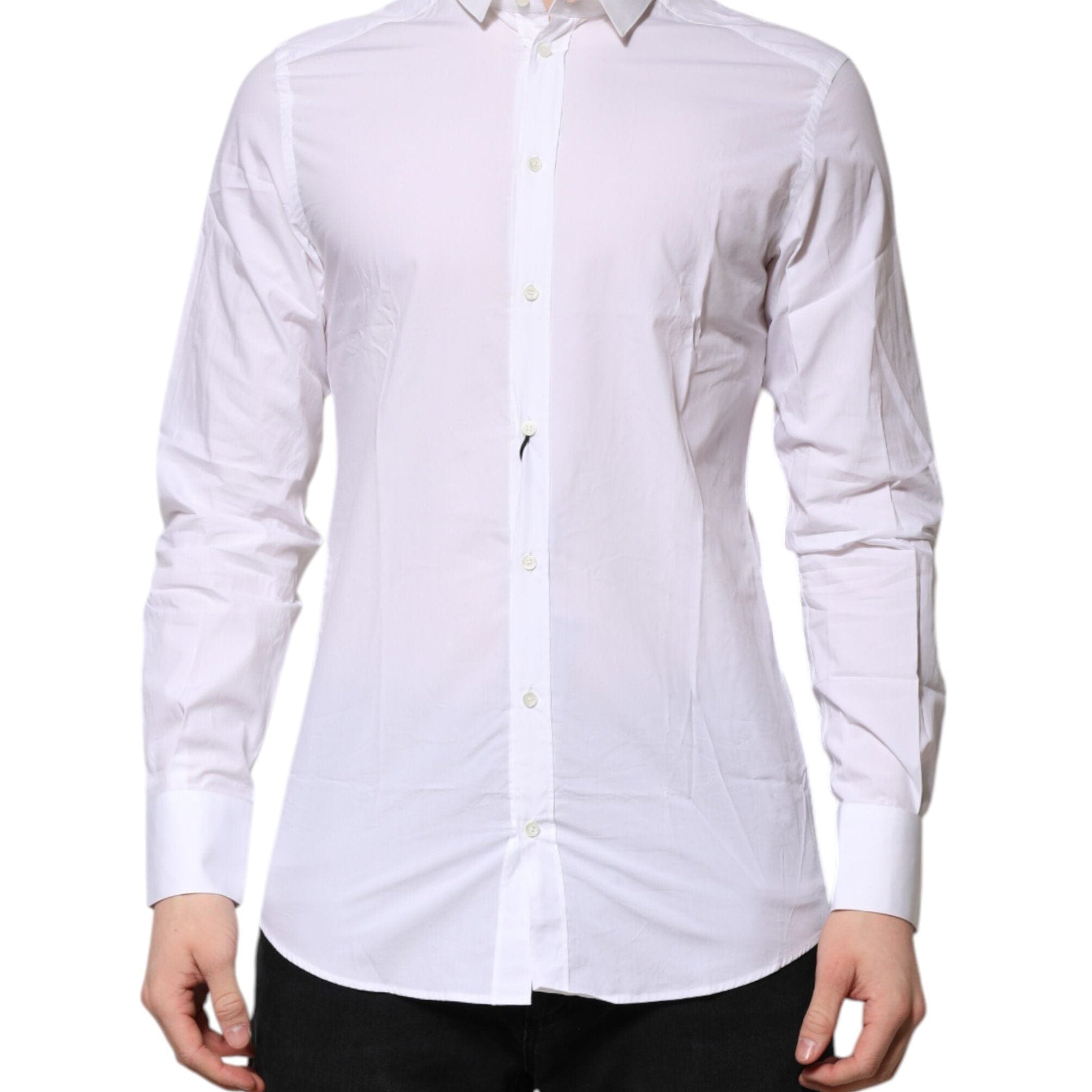 Dolce & Gabbana Dress Shirts IT41 | L Dolce & Gabbana White GOLD Cotton Long Sleeves Men Formal Shirt