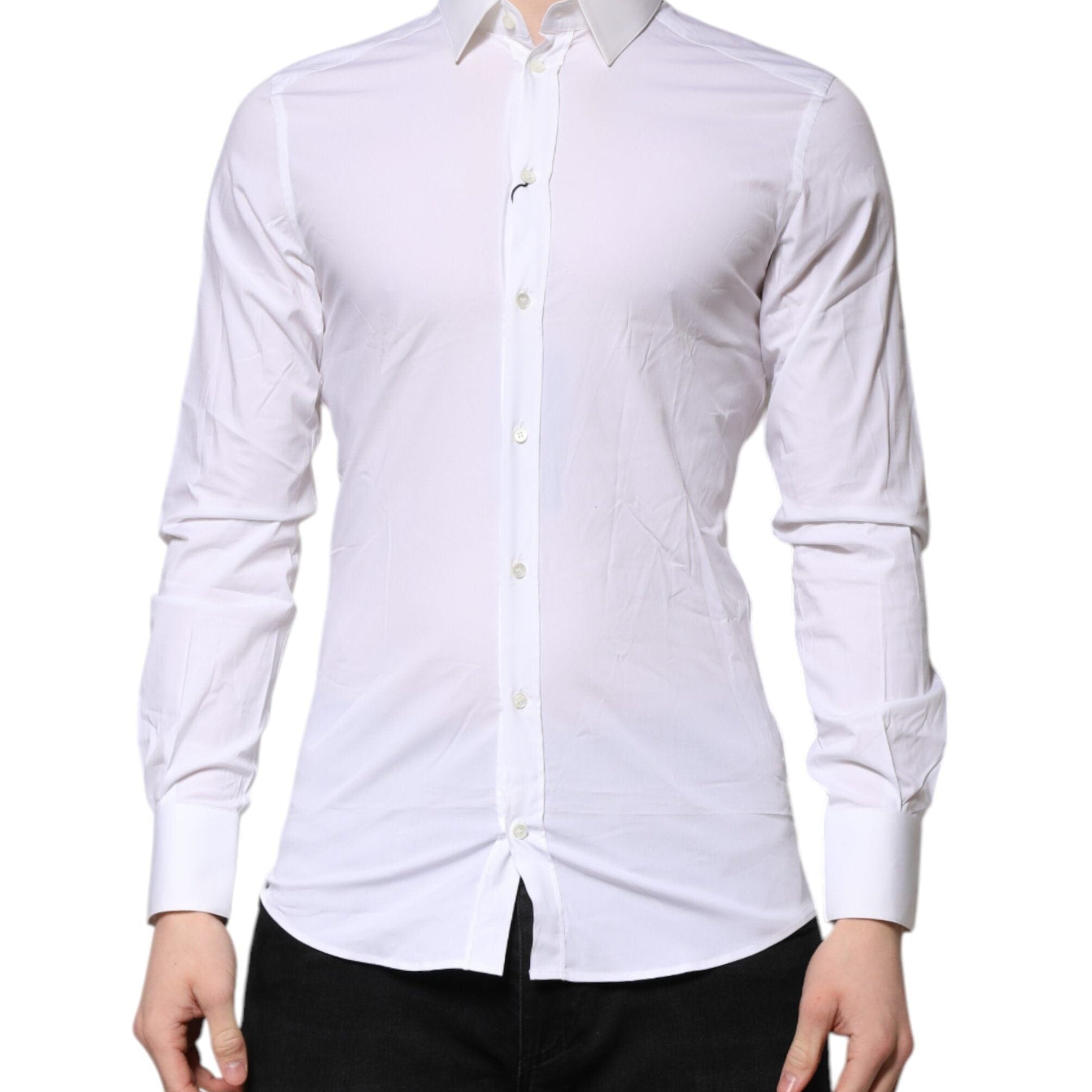 Dolce & Gabbana Dress Shirts Dolce & Gabbana White GOLD Long Sleeves Dress Formal Shirt