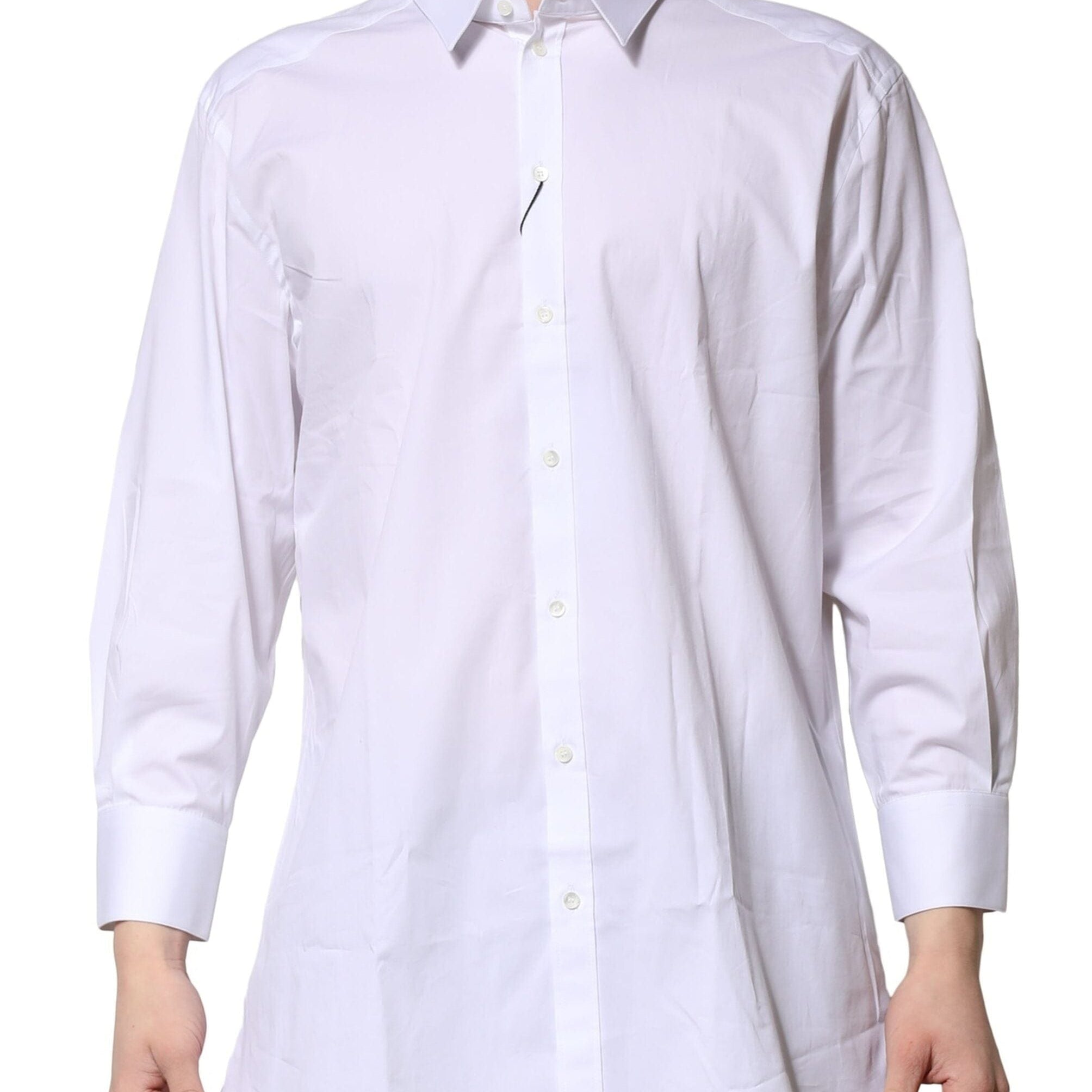 Dolce & Gabbana Dress Shirts IT45 | 3XL Dolce & Gabbana White GOLD Long Sleeves Dress Formal Shirt
