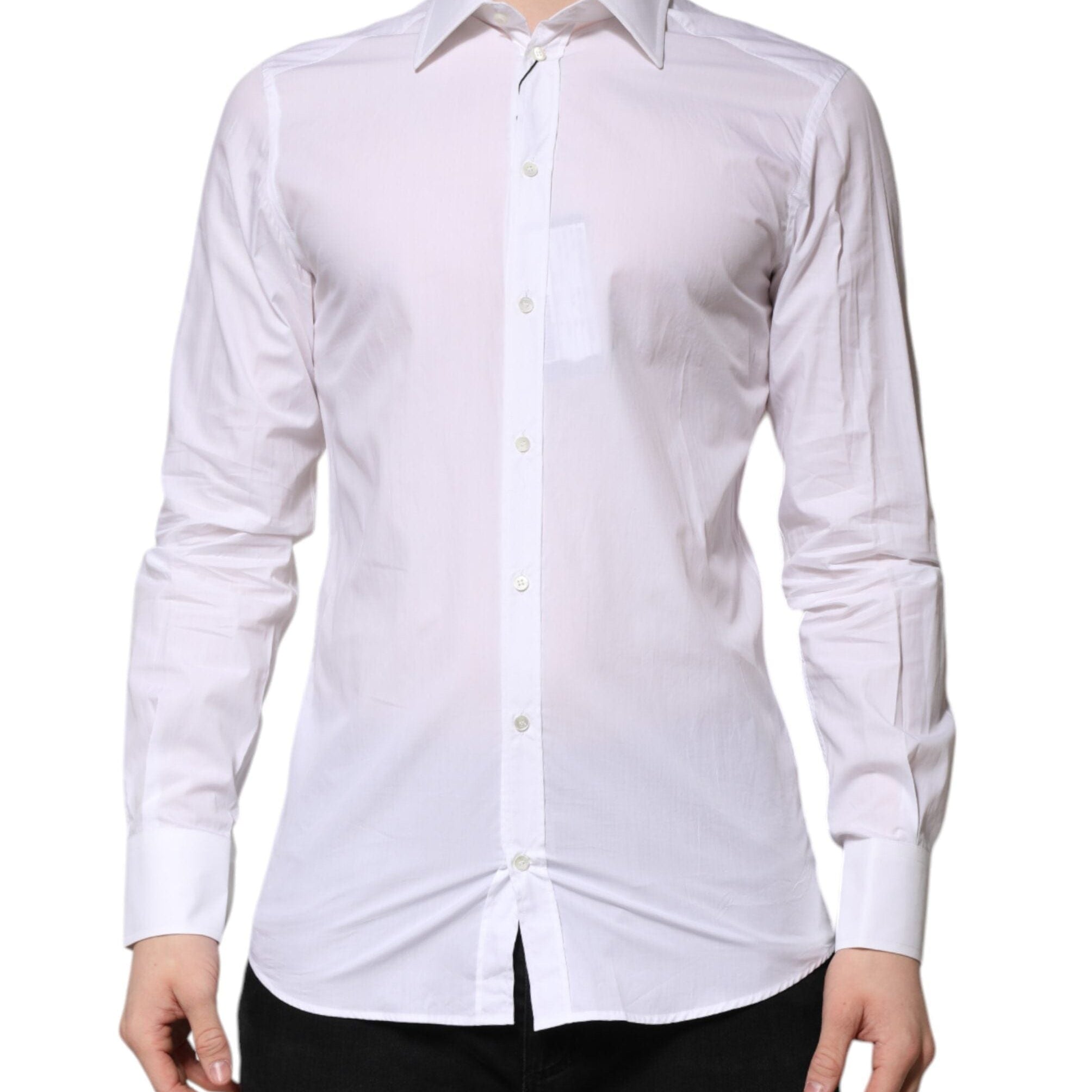 Dolce & Gabbana Dress Shirts IT38 | XS Dolce & Gabbana White GOLD Long Sleeves Dress Men Formal Shirt