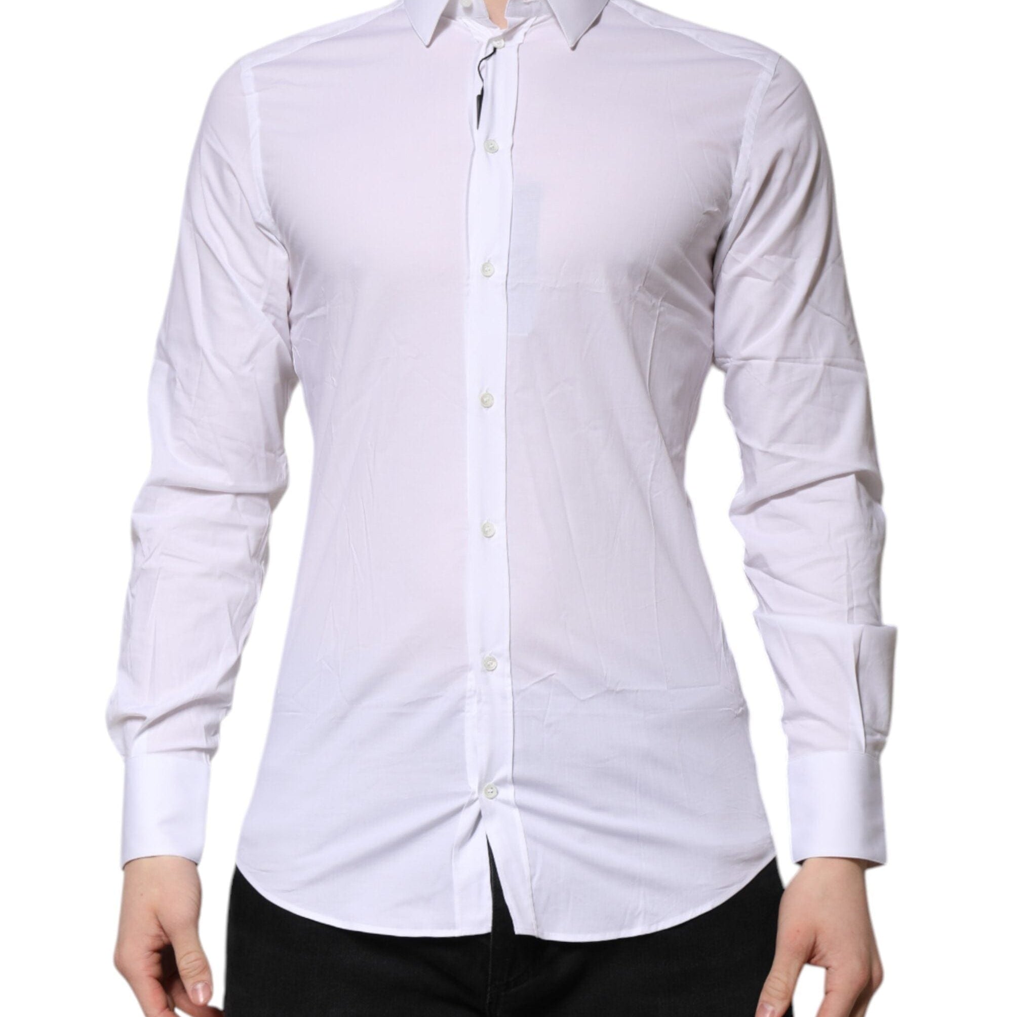 Dolce & Gabbana Dress Shirts IT38 | XS Dolce & Gabbana White GOLD Long Sleeves Dress Men Formal Shirt